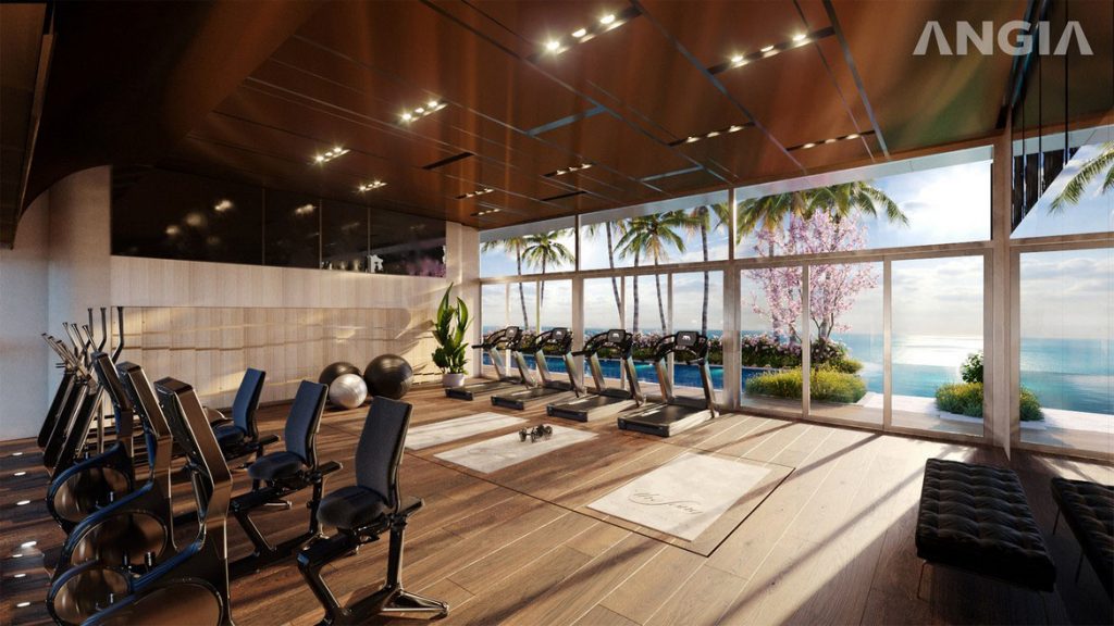 Phòng tập Gym tại tầng 35 view hồ bơi và toàn cảnh Vũng Tàu tại căn hộ du lịch condotel The Sóng Vũng Tàu